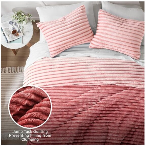 Intelligent Design Twin Comforter Set  Plush Bedding Pink Ombre - Picture 5 of 6